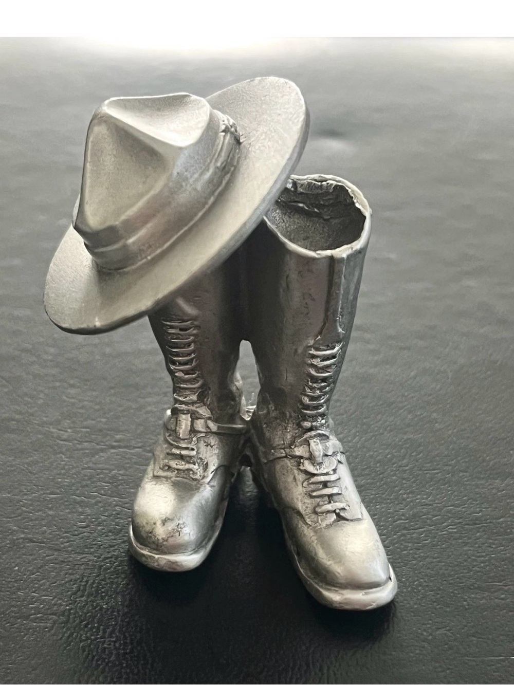 RCMP Pewter Boots & Stetson Paperweight Strathcraft